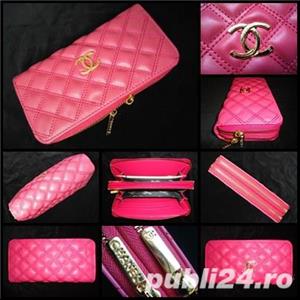 Portofel plic dama piele ecologica 17 compartimente 2 fermoare accesorii aurii