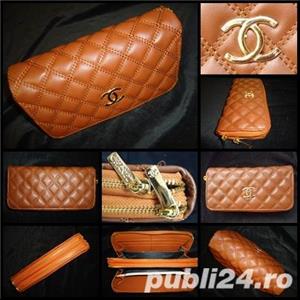 Portofel plic dama piele ecologica 17 compartimente 2 fermoare accesorii aurii - imagine 6