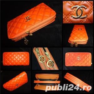 Portofel plic dama piele ecologica 17 compartimente 2 fermoare accesorii aurii - imagine 3