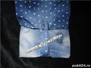 Camasa barbateasca denim maneca lunga / scurta slim fit buzunare platca aplicate  - imagine 4