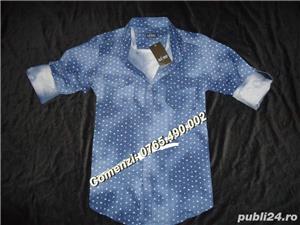 Camasa barbateasca denim maneca lunga / scurta slim fit buzunare platca aplicate  - imagine 2