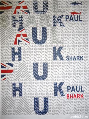 Tricou barbati maneca scurta anchior rechini alb bleumarin bumbac - imagine 5