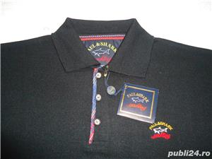 Pulover negru barbati 3 nasturi guler tip polo 100% lana pura virgina  - imagine 2