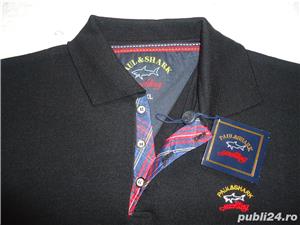 Pulover negru barbati 3 nasturi guler tip polo 100% lana pura virgina  - imagine 4