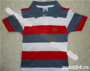 Tricou dungi guler polo copii maneca scurta bumbac baieti 2 4 5 10 14 15 16 ani  - imagine 7