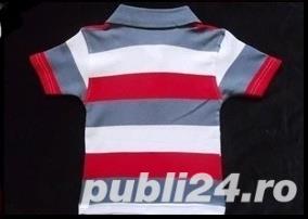 Tricou dungi guler polo copii maneca scurta bumbac baieti 2 4 5 10 14 15 16 ani  - imagine 6