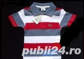 Tricou dungi guler polo copii maneca scurta bumbac baieti 2 4 5 10 14 15 16 ani  - imagine 2