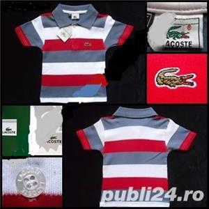 Tricou dungi guler polo copii maneca scurta bumbac baieti 2 4 5 10 14 15 16 ani  - imagine 4