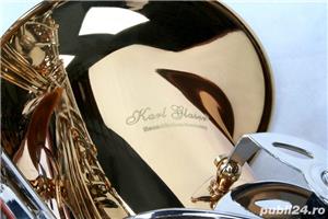 Alto Sax Karl Glaser AURIU+ARGINTIU NOU ALT curbat Saxophone Germania - imagine 6