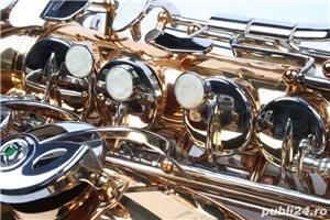 Alto Sax Karl Glaser AURIU+ARGINTIU NOU ALT curbat Saxophone Germania - imagine 7