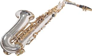 Saxofon Alto Karl Glaser ARGINTIU + AURIU curbat Saxophone Germania - imagine 5