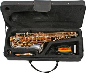 Saxofon Alto Karl Glaser ARGINTIU + AURIU curbat Saxophone Germania - imagine 3