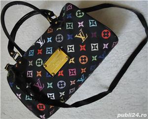 Geanta neagra dama mana umar butoias panza impermeabila imprimeu colorat