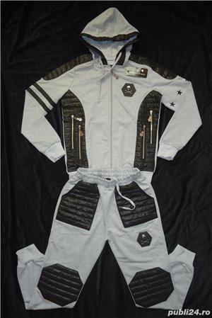 Trening gluga barbatesc bumbac gri fas negru matlasat costum sport hanorac pantaloni lungi barbati - imagine 3