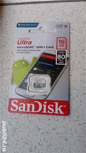  Card NOU 16GB microSDHC SanDisk Ultra clasa 10 80MB/s