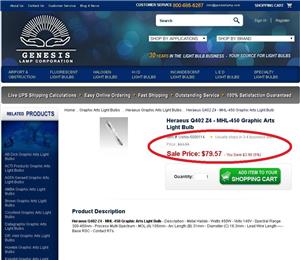 Bec lampa Ultraviolete Heraeus Q402 Z4 - MHL-450 Graphic Art - imagine 5