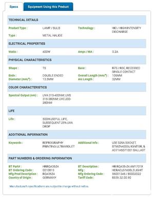 Bec lampa Ultraviolete Heraeus Q402 Z4 - MHL-450 Graphic Art - imagine 4