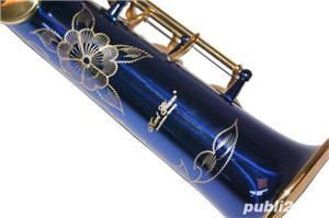 Saxofon Sopran NOU Karl Glaser Saxophone drept Si b Albastru+Auriu - imagine 6