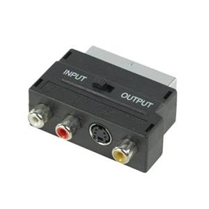 Mufa adaptor Euroscart tata la 3 RCA mama si SVHS mama  cu comutator bidirectional IN - OUT,noua. - imagine 2