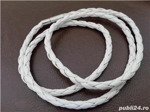 Bratara din piele barbati culoare alba 60 cm