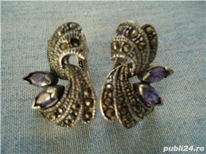 Cercei argint cu marcasite - imagine 2