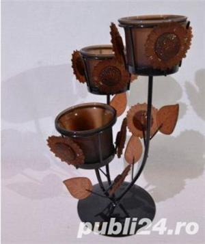 Suport 3 lumanari model flori  - imagine 3