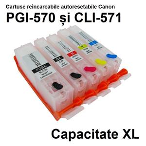 [NOU] CISS / 5 Cartuse reincarcabile PGI 570 , CLI 571 cu autoRESET, firmware nou ( lot testat ) - imagine 2