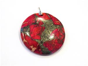 Set pandantiv si cercei din Argint 925, Jasp sediment rosu si Pirita   PA483, CE483 - imagine 4