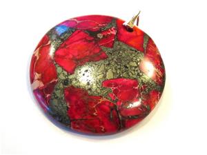 Set pandantiv si cercei din Argint 925, Jasp sediment rosu si Pirita   PA483, CE483 - imagine 3