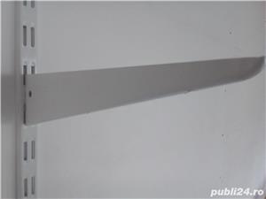  Suport raft 27 cm, pentru șină dublă + blat raft din șipcă lemn încleiat  - imagine 2