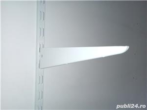  Suport raft 27 cm, pentru șină dublă + blat raft din șipcă lemn încleiat  - imagine 4