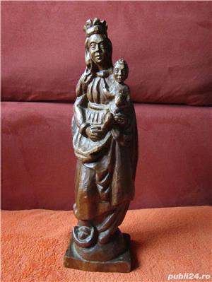 cadu deosebit Sculptura veche lemn Spania Fecioara Maria cu pruncul