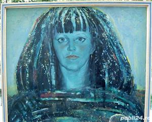 Gabriel Gheorghiu - Portret Adelina tablou ulei pe panza inramat 62x92cm - imagine 2