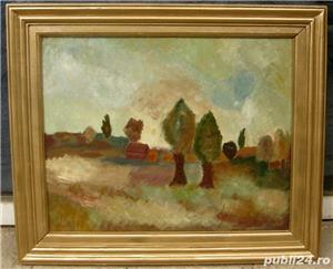 Tablou Peisaj de vara Moldav pictat in ulei inramat 52x62cm