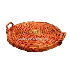 Tava impletita din rachita, rotunda cu manere 35x4 cm