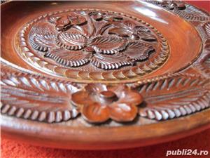 Sculptura in Lemn de esenta tare-Farfurie Vintage,Mare-un cadou inedit