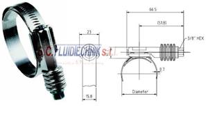 Coliere de inox cu filet melcat, cu strangere constanta 70-92 mm, W2 cu latiemea de 15.8 mm - imagine 2