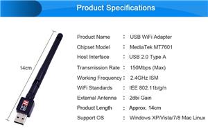 Adapter Wifi USB 150M Wireless Network Card 802.11 b/g/n 2.4GHz - imagine 5