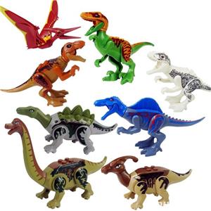 Set 8 Figurine Dinozauri tip Lego Jurassic World cu Brachiosaurus