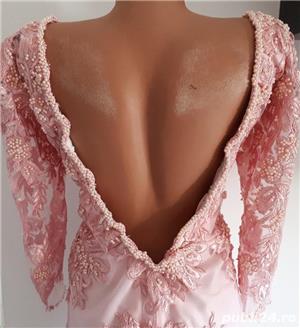 Rochie de okazie unicat,model superb,dantela bumbac cu aplicati manuale de perle - imagine 3