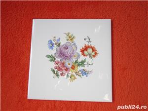 placa ceramica vintage cu flori made in Austria 1966 - imagine 4