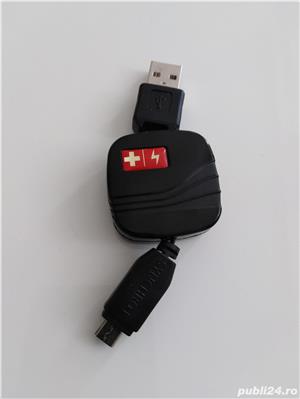 Vand incarcator original elvetian,retractabil.mufa mini usb,nou nout.