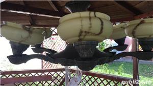 Vand lustra de tavan din bronz cu 6 brate, veche de aprox 100 ani, cu abajururi din sticla de murano - imagine 4