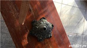 Vand lustra de tavan din bronz cu 6 brate, veche de aprox 100 ani, cu abajururi din sticla de murano - imagine 6