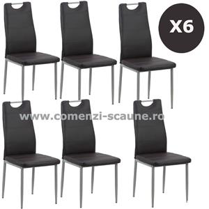 Set 6 scaune de bucatarie din piele eco 4 culori- Transport Gratuit - imagine 2