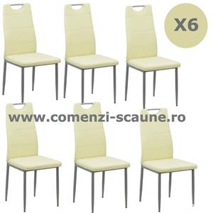 Set 6 scaune de bucatarie din piele eco 4 culori- Transport Gratuit