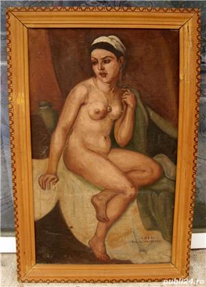  Tablou nud, copie veche de epoca dupa C Ressu Aise, ulei pe panza 1929 