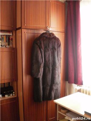 Palton lung din blana de bizam, mas 42 - imagine 2