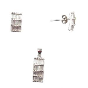 Set argint rodiat dreptunghiular - DA77