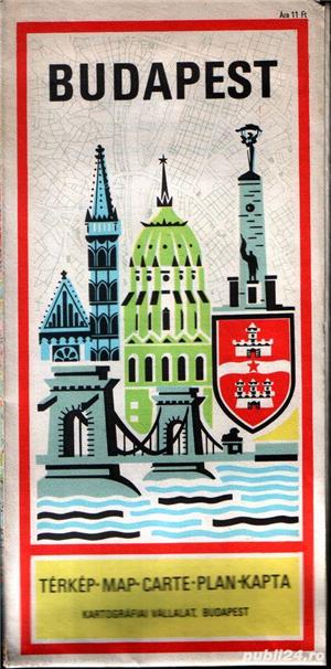 Budapesta : harta oraşului + 3 ilustrate necirculate